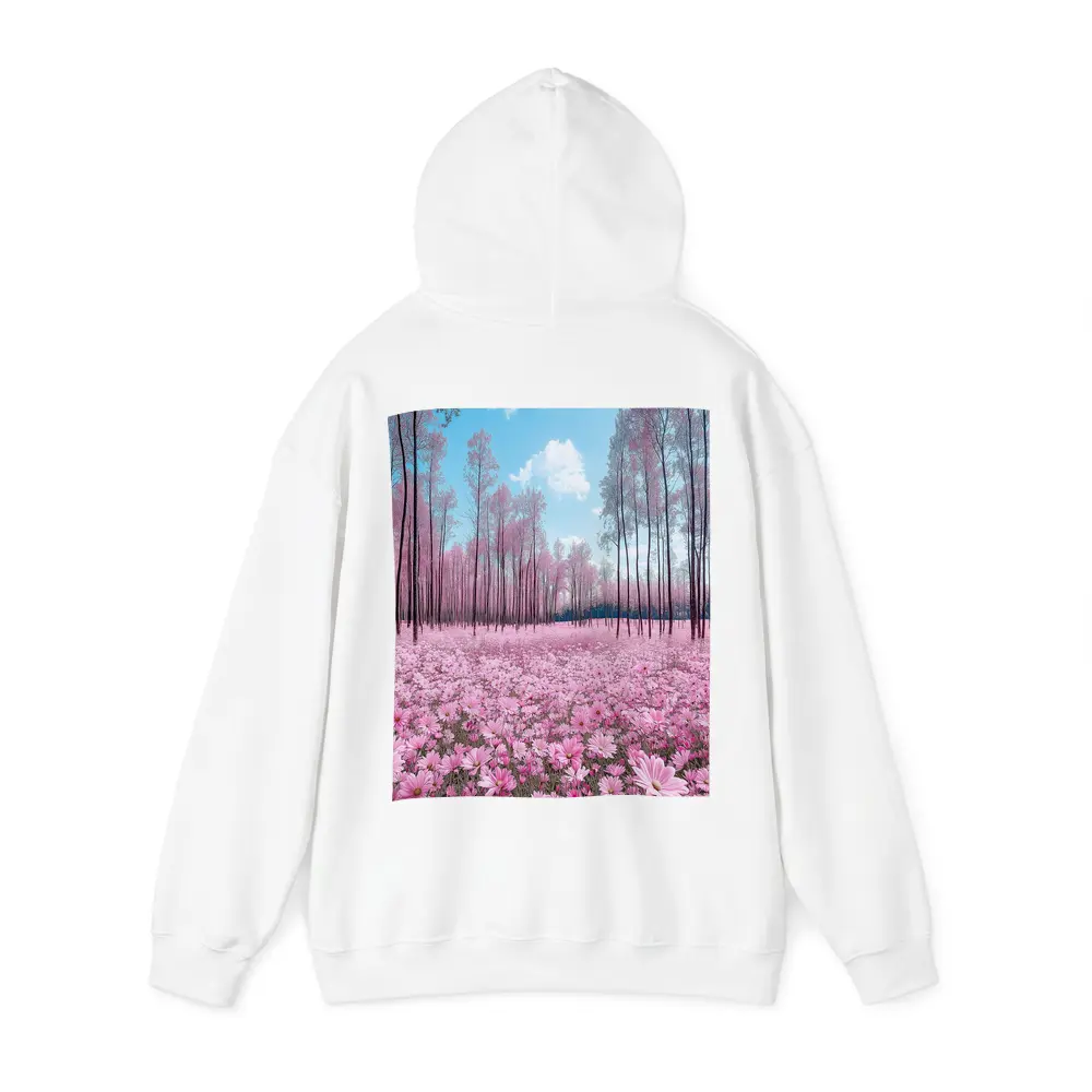 Pink Cosmos Flowers Forest Blue Sky – Hoodies