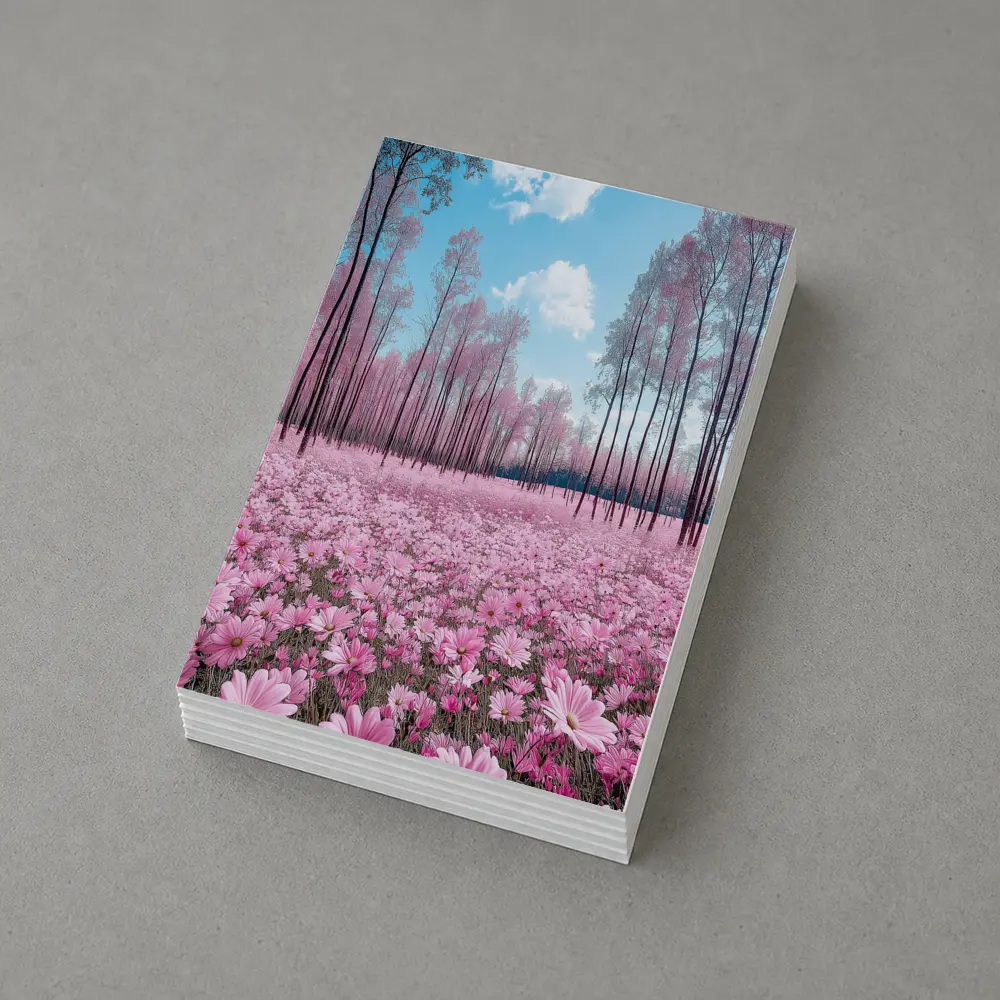 Pink Cosmos Flowers Forest Blue Sky – Postcards