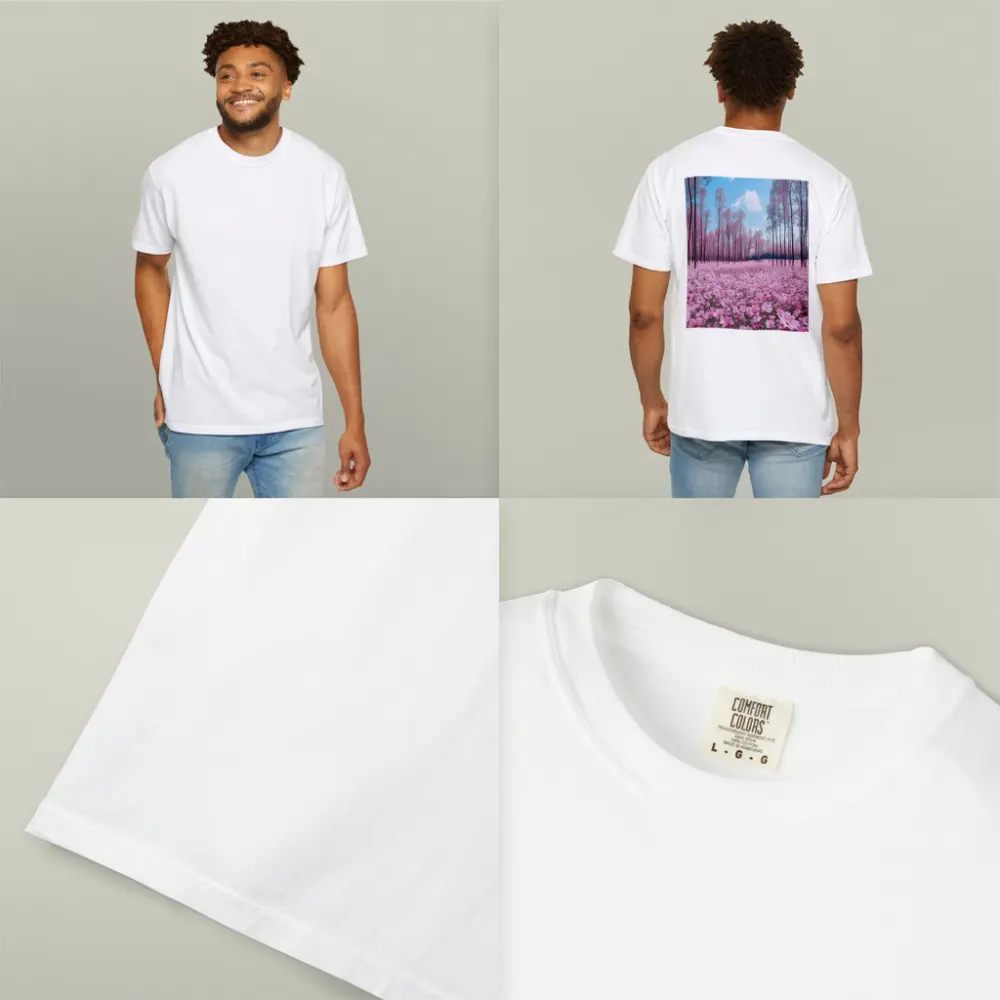 Pink Cosmos Flowers Forest Blue Sky – T-Shirts