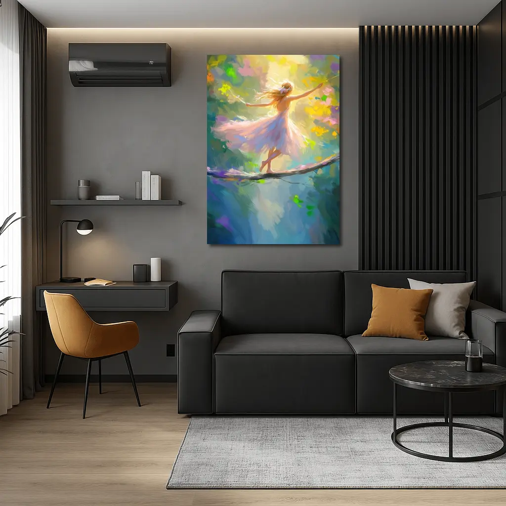 Ballerina Dancing on Branch Fantasy Art – Wall Art