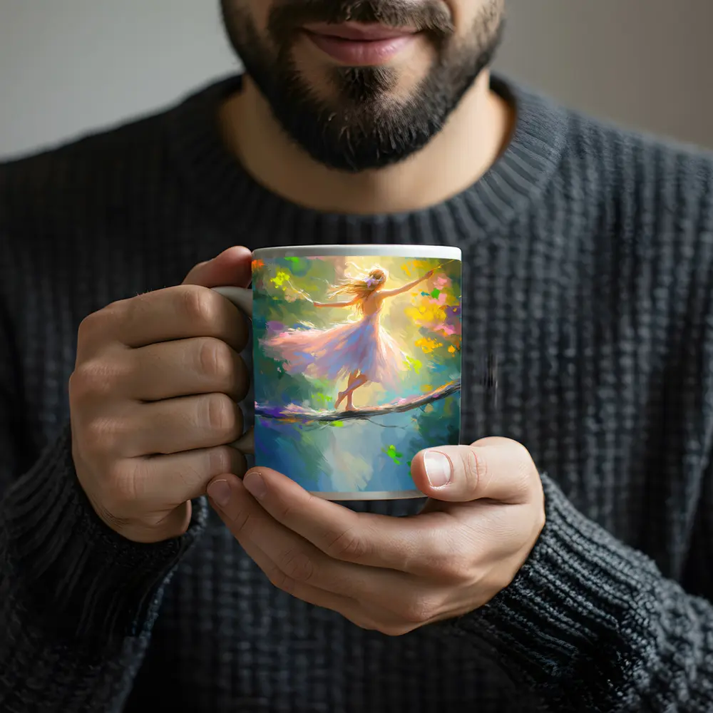 Ballerina Dancing on Branch Fantasy Art – Mugs
