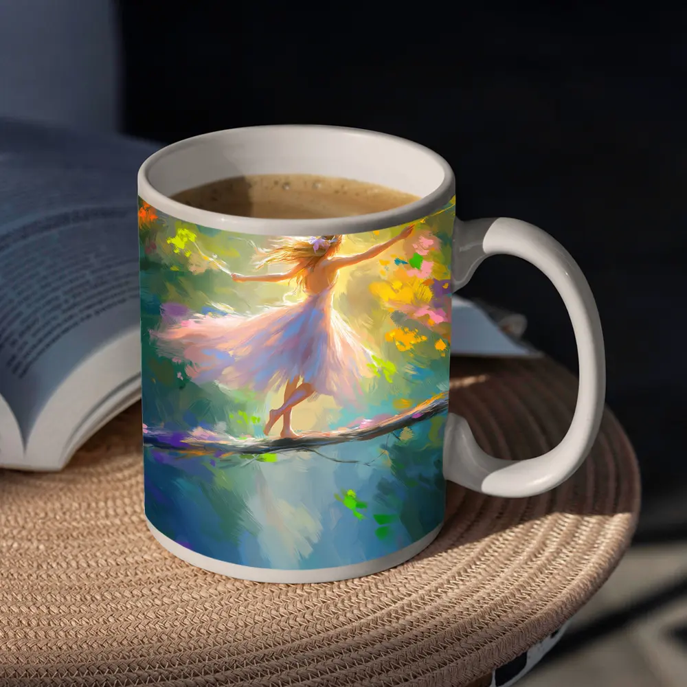 Ballerina Dancing on Branch Fantasy Art – Mugs