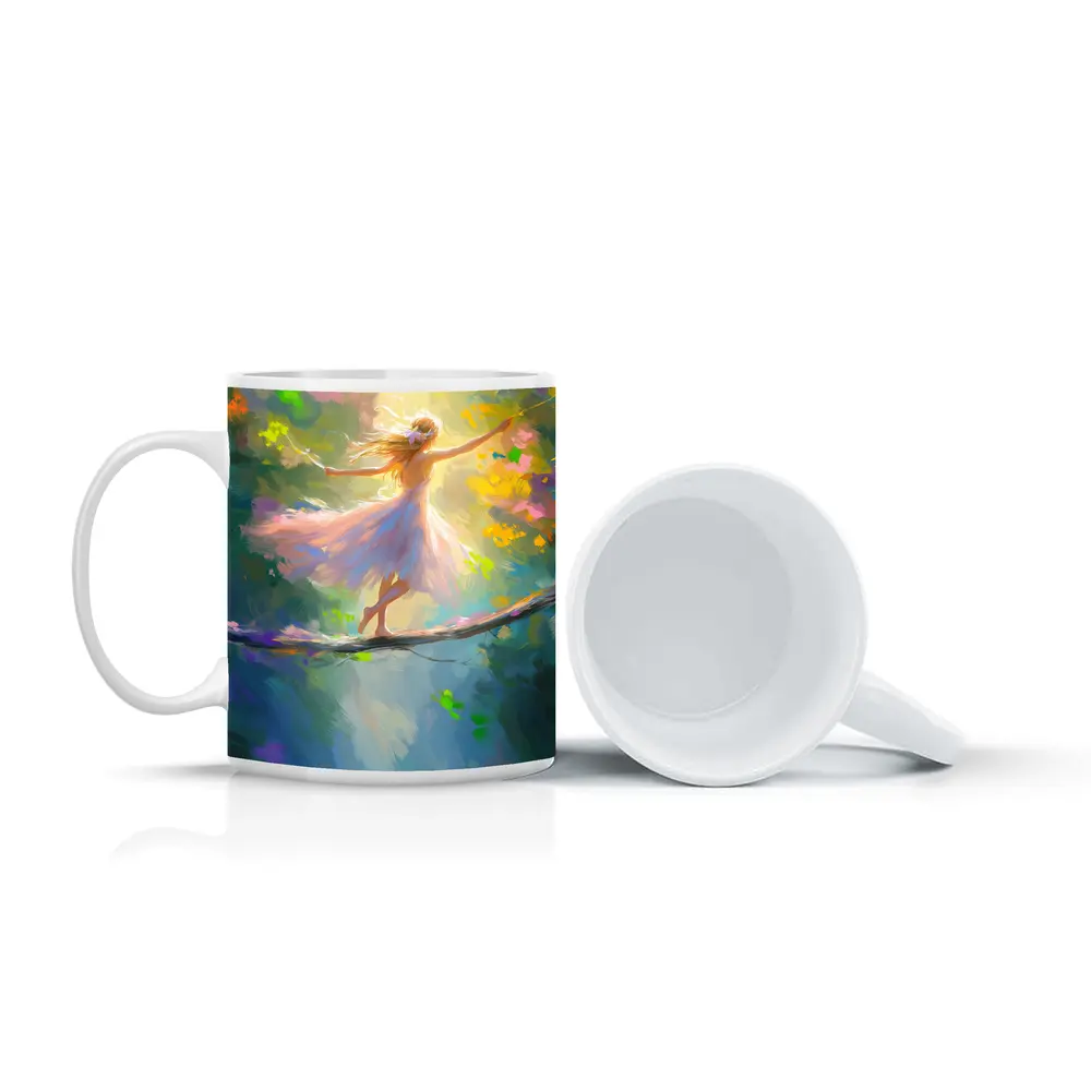 Ballerina Dancing on Branch Fantasy Art – Mugs