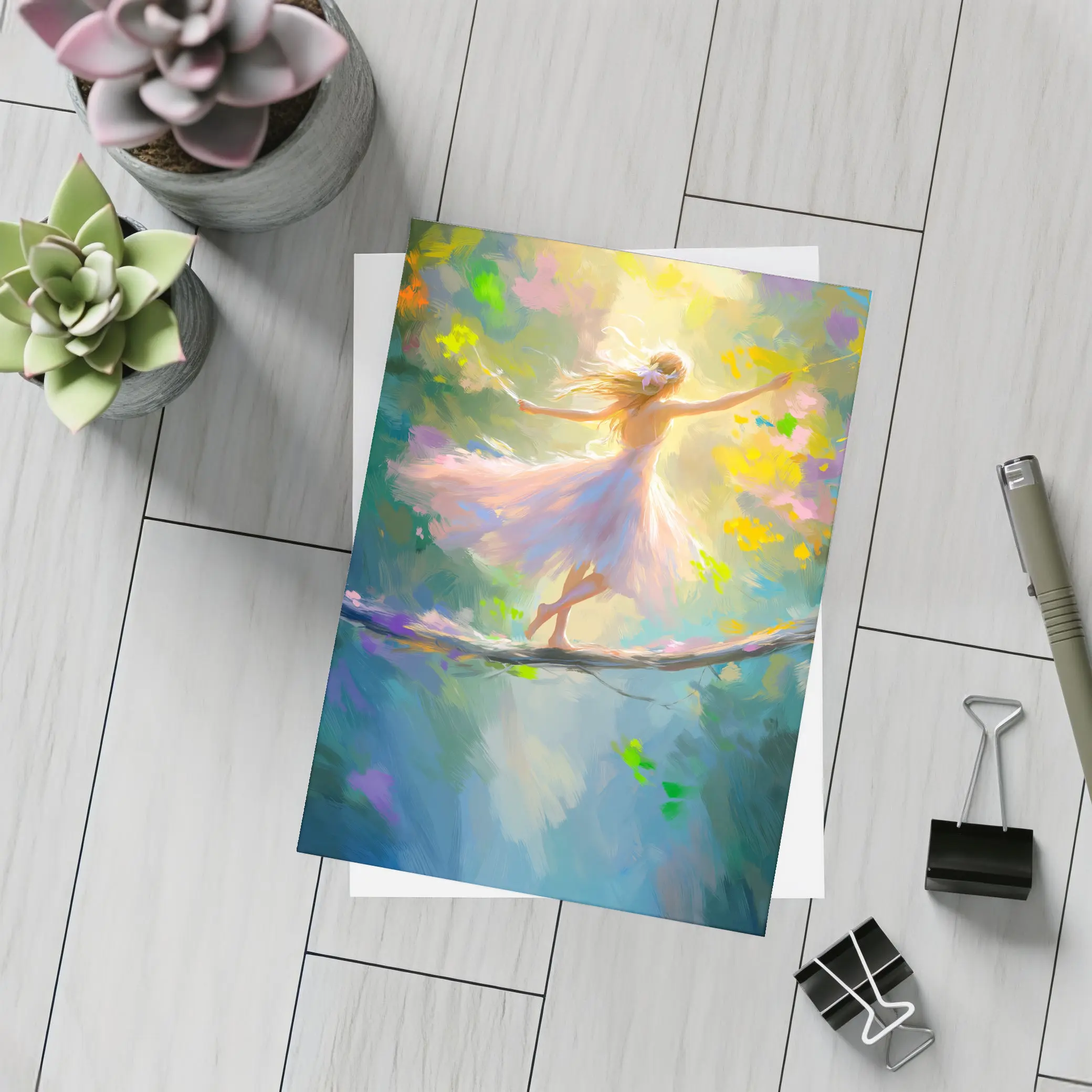 Ballerina Dancing on Branch Fantasy Art – Postcards