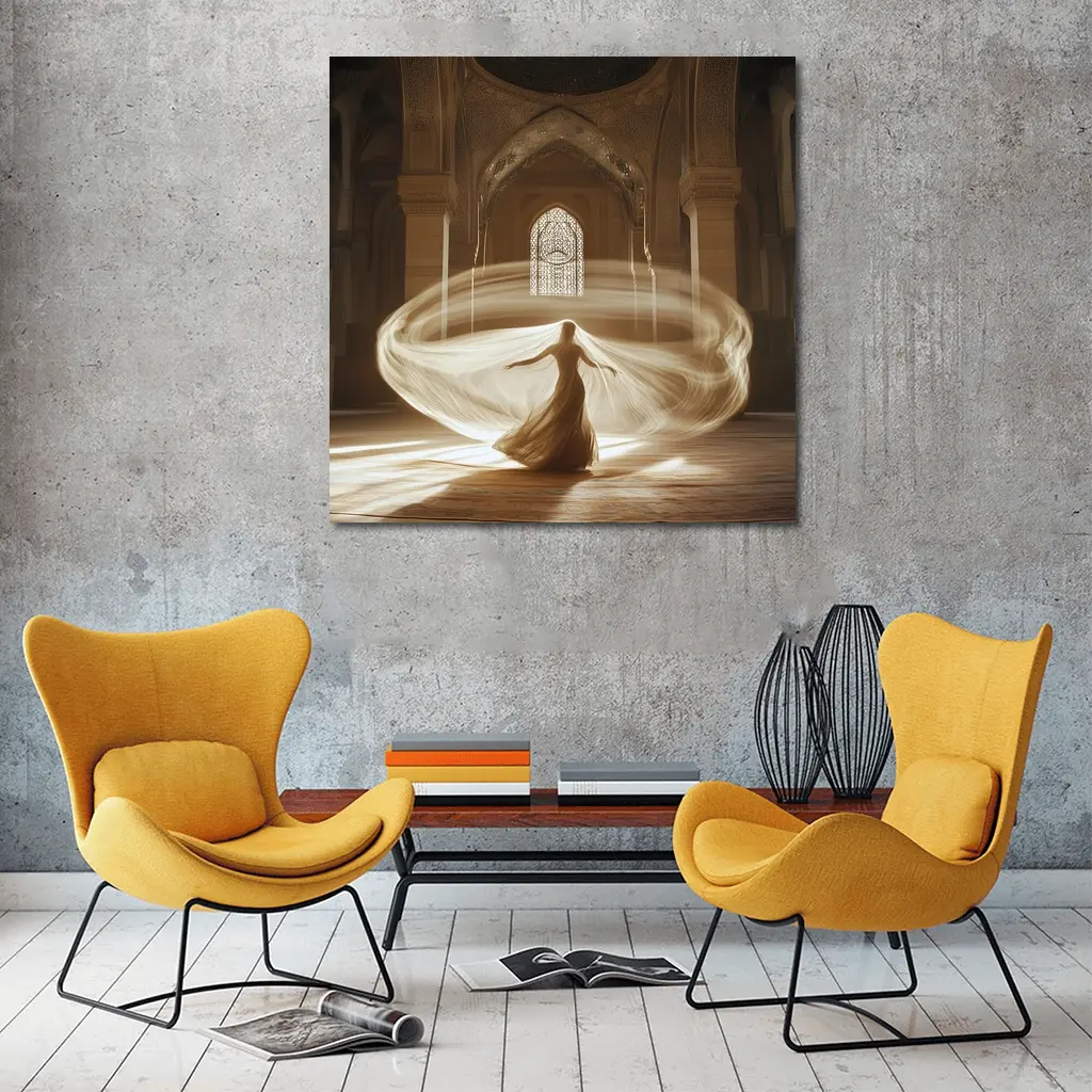 Whirling Woman Dancing Inside Ornate Mosque – Wall Art
