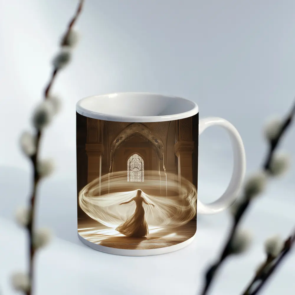 Whirling Woman Dancing Inside Ornate Mosque – Mugs