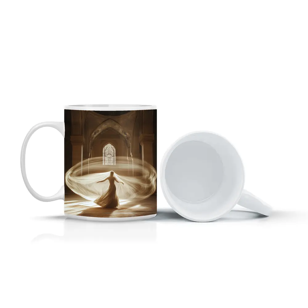 Whirling Woman Dancing Inside Ornate Mosque – Mugs