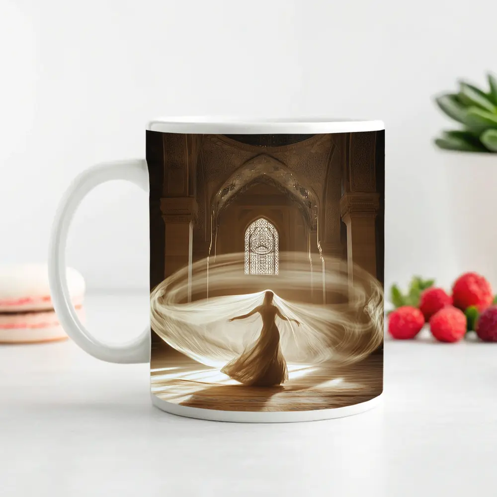 Whirling Woman Dancing Inside Ornate Mosque – Mugs