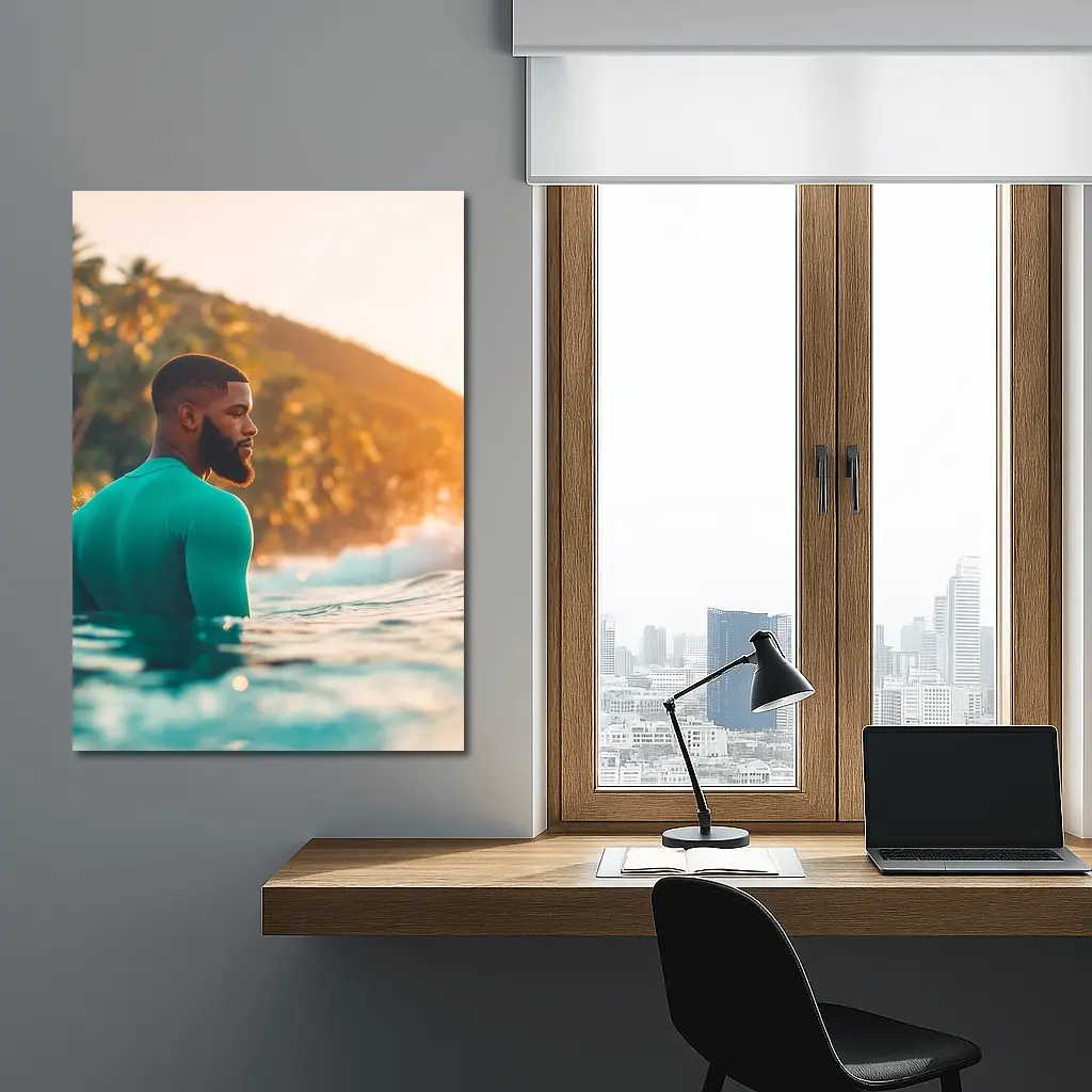 Black Man in Ocean Tropical Sunset – Wall Art