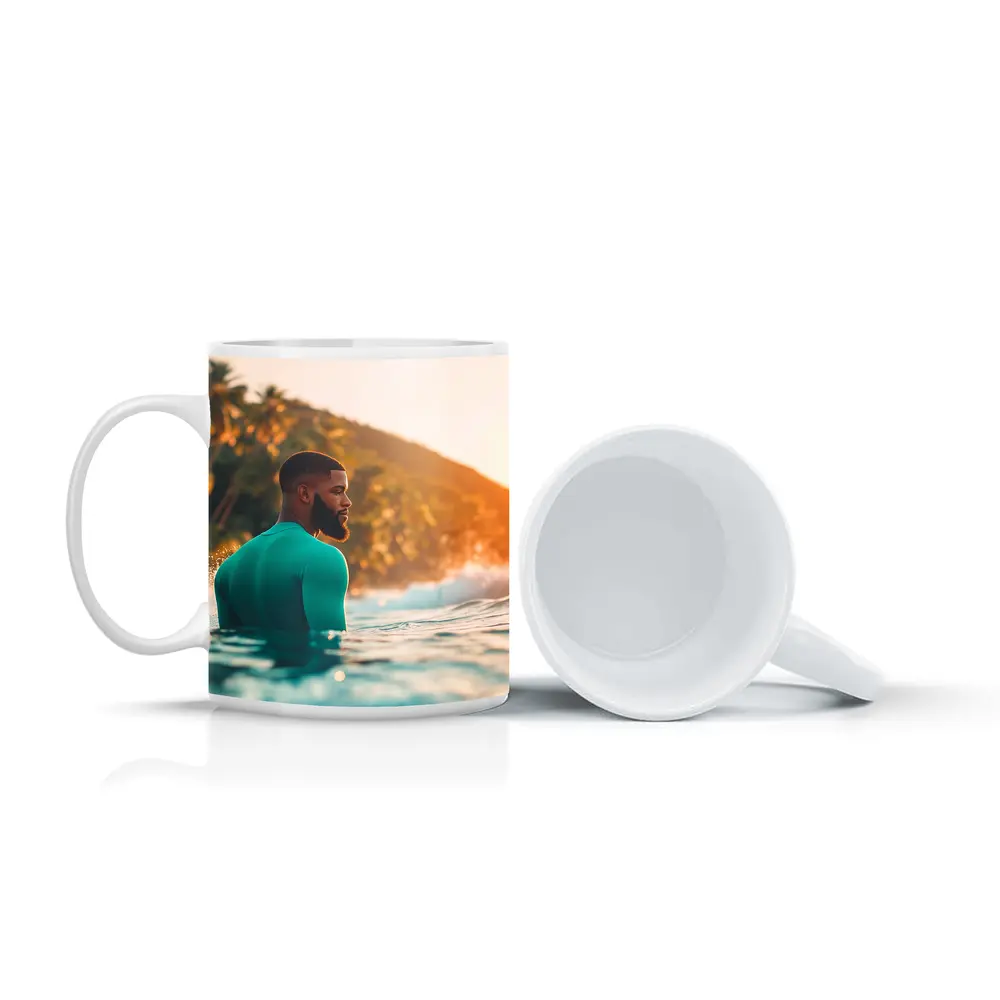 Black Man in Ocean Tropical Sunset – Mugs