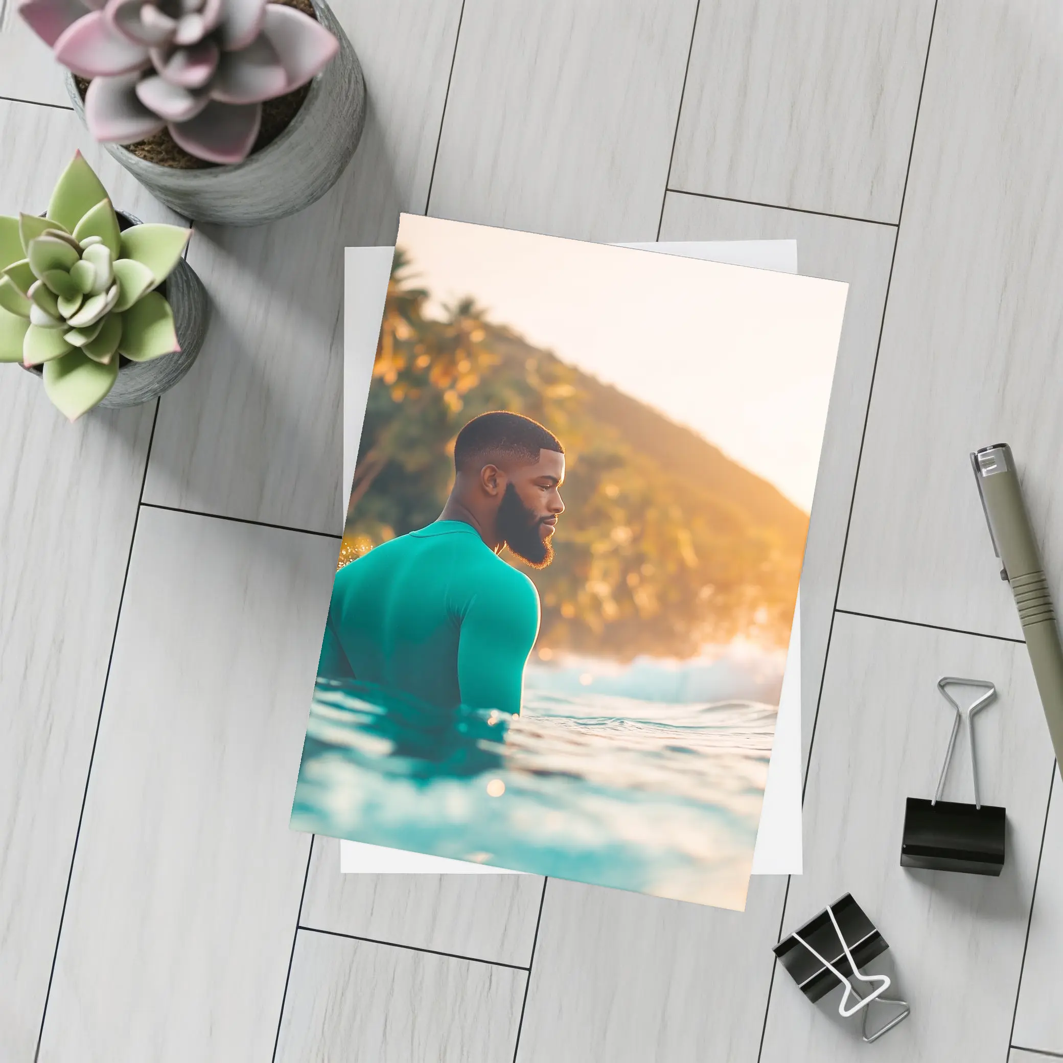 Black Man in Ocean Tropical Sunset – Postcards