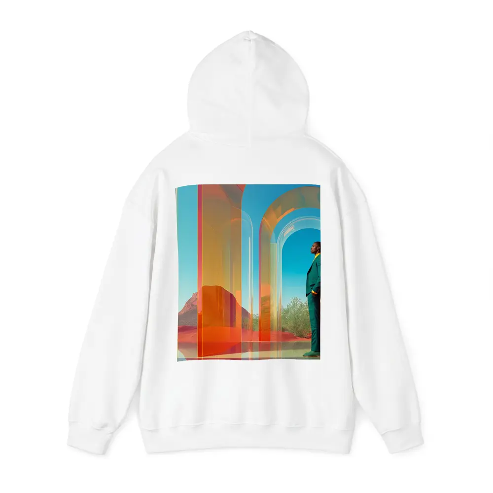 Man in Teal Suit Desert Arch Scene – Hoodies