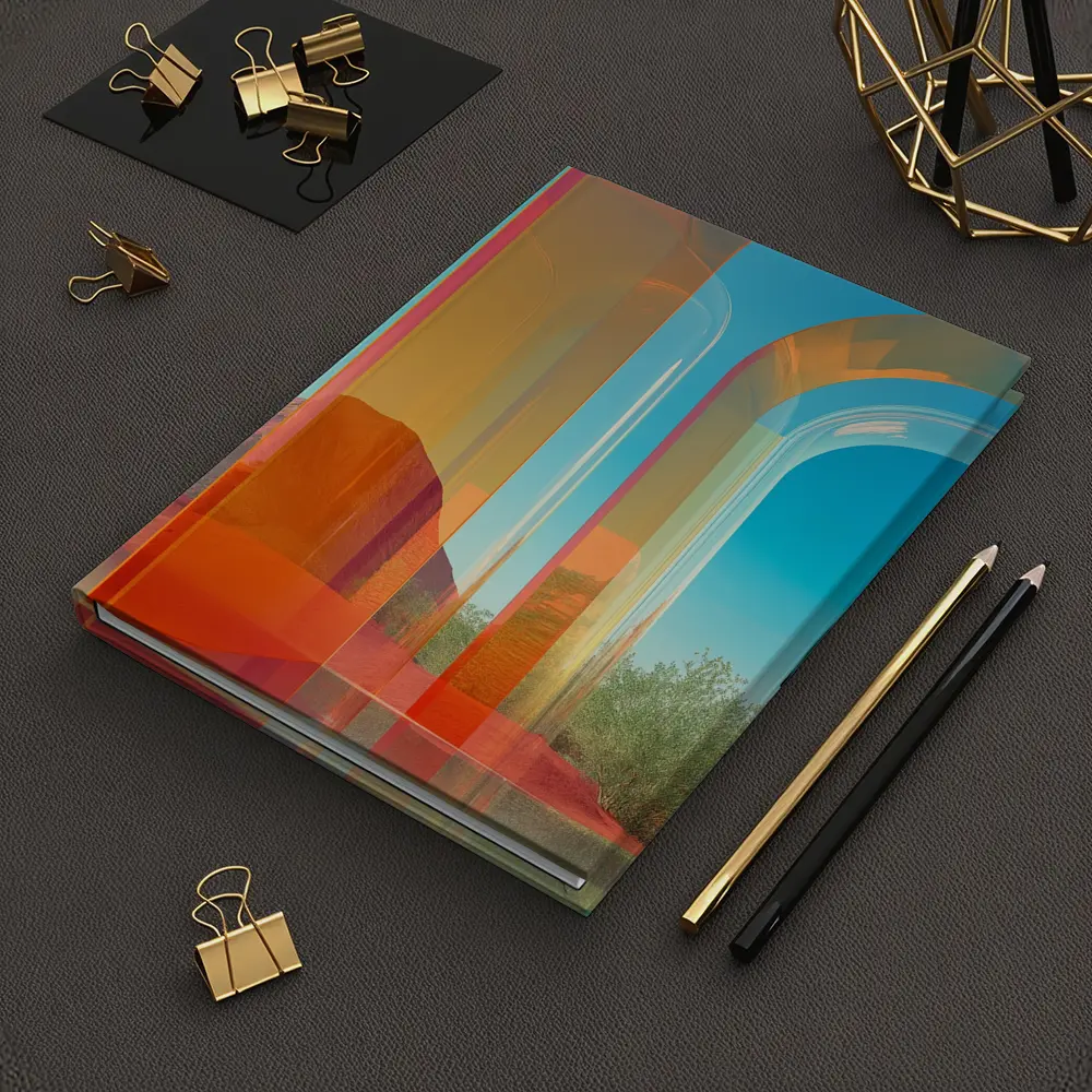 Man in Teal Suit Desert Arch Scene – Notebooks