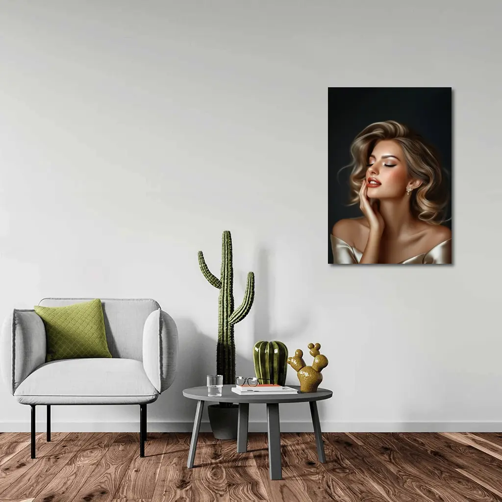 Elegant Woman Portrait Dark Background Glamour – Wall Art