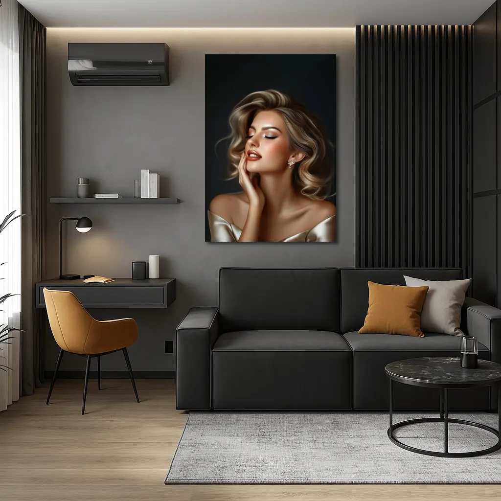 Elegant Woman Portrait Dark Background Glamour – Wall Art
