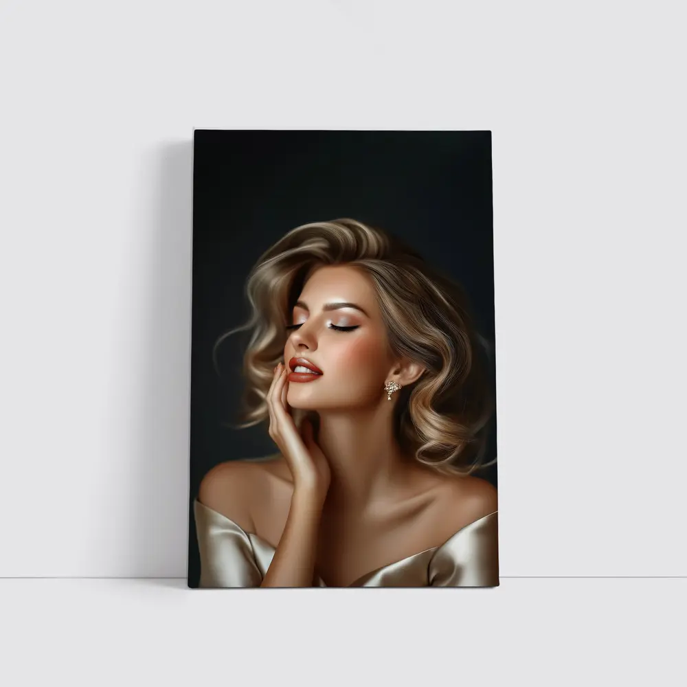 Elegant Woman Portrait Dark Background Glamour – Wall Art