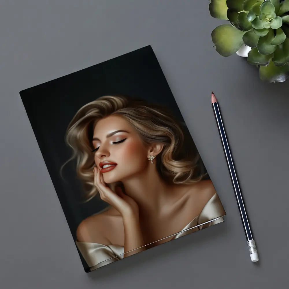 Elegant Woman Portrait Dark Background Glamour – Notebooks