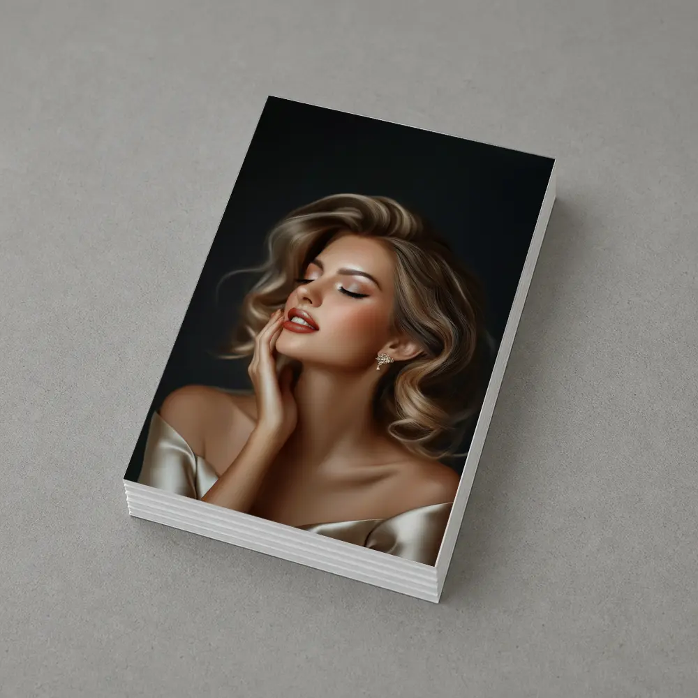 Elegant Woman Portrait Dark Background Glamour – Postcards