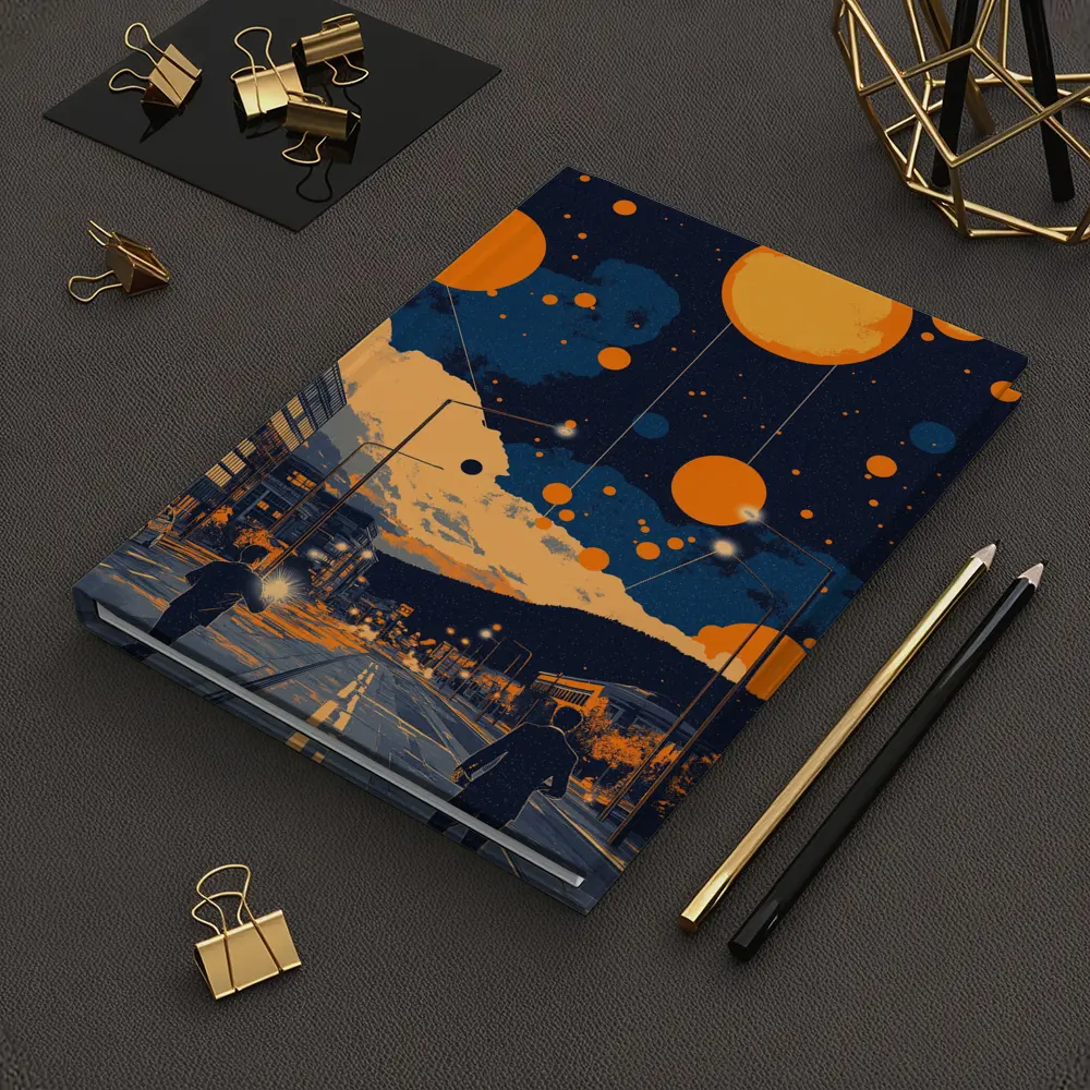 Anime City Street Orange Planets Night Sky – Notebooks