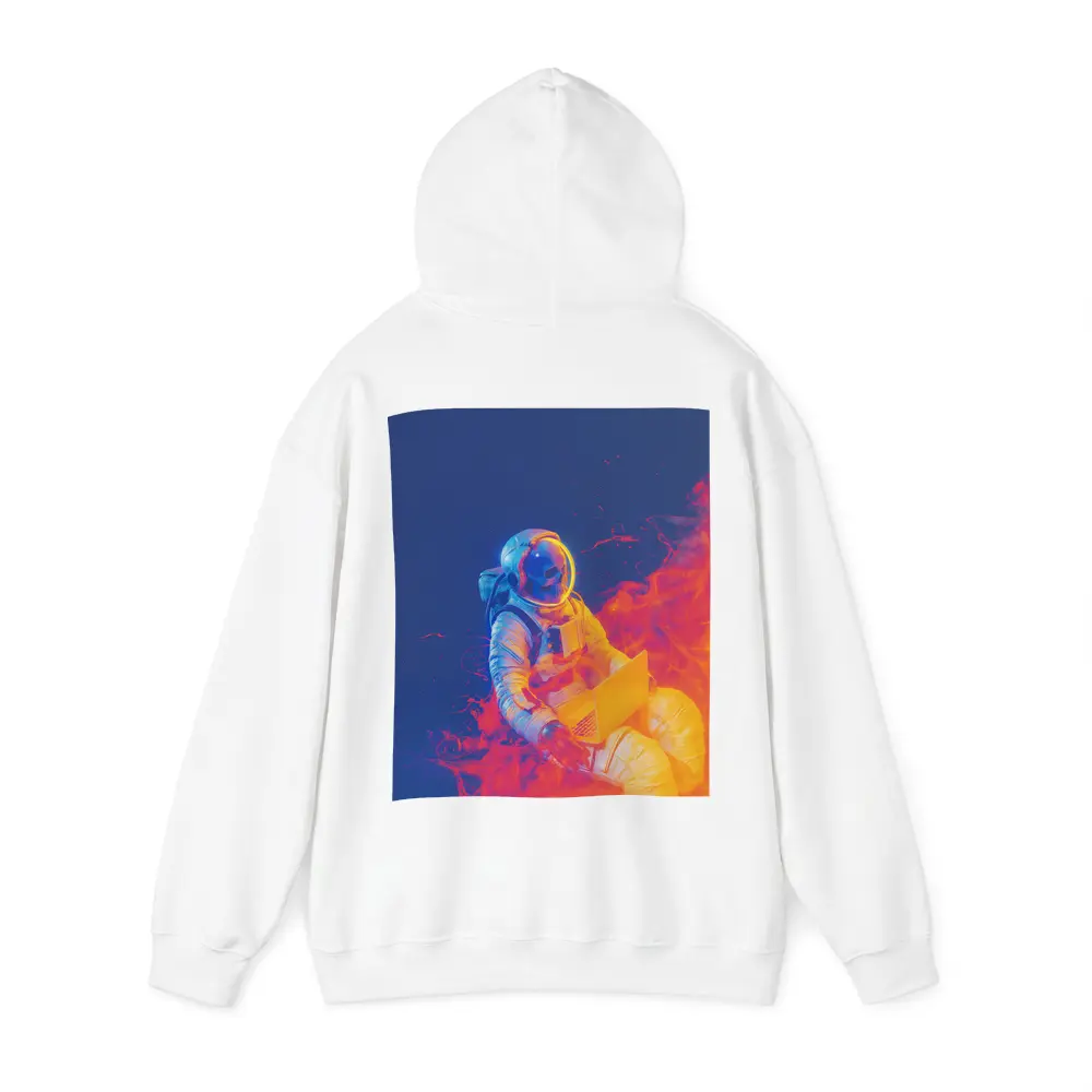 Astronaut Working Laptop Neon Space Flames – Hoodies