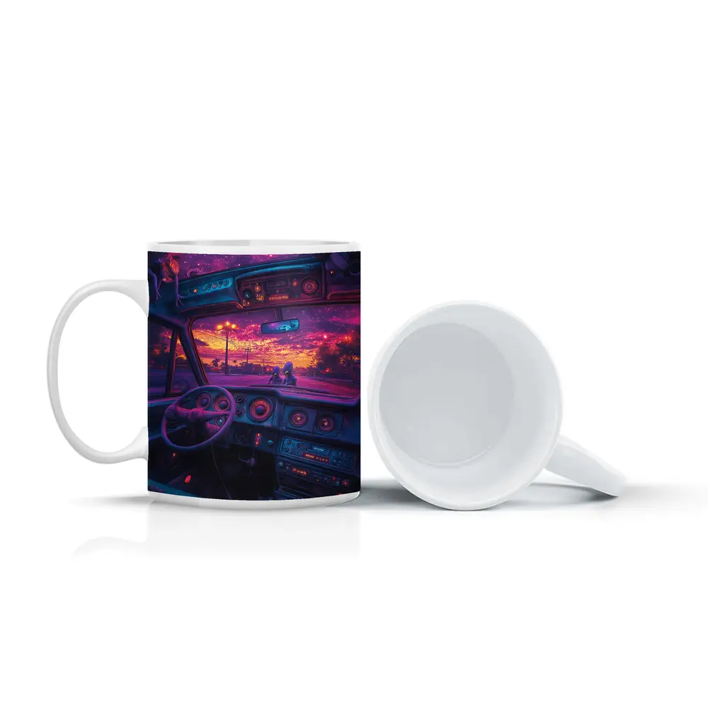 Retro Car Interior Galaxy Night Drive – Mugs