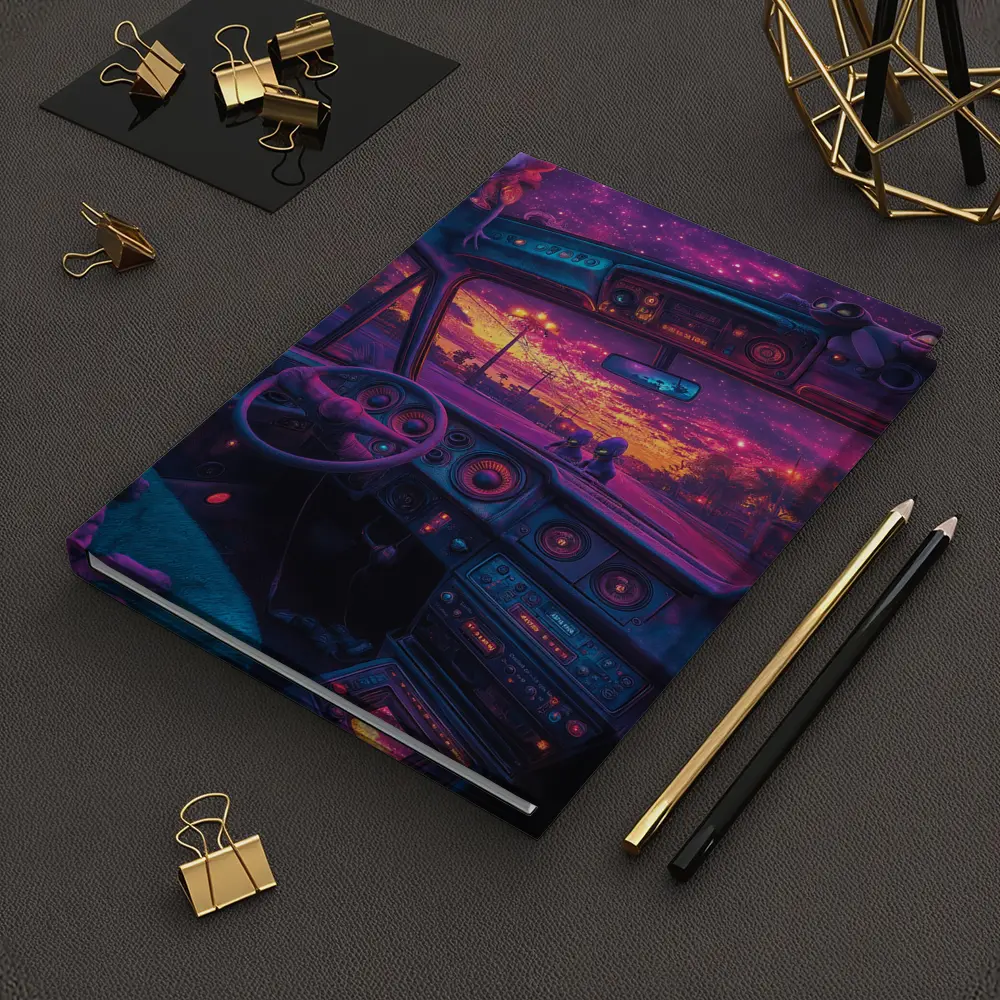 Retro Car Interior Galaxy Night Drive – Notebooks