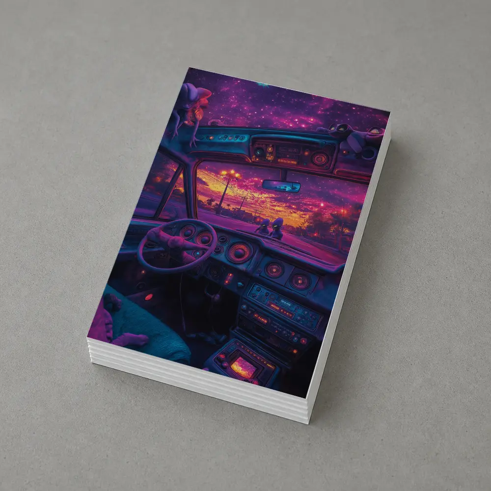 Retro Car Interior Galaxy Night Drive – Postcards