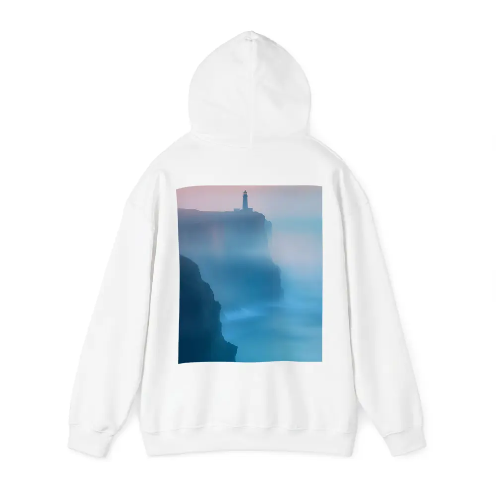 Lighthouse on Misty Cliffs at Sunset – Hoodies