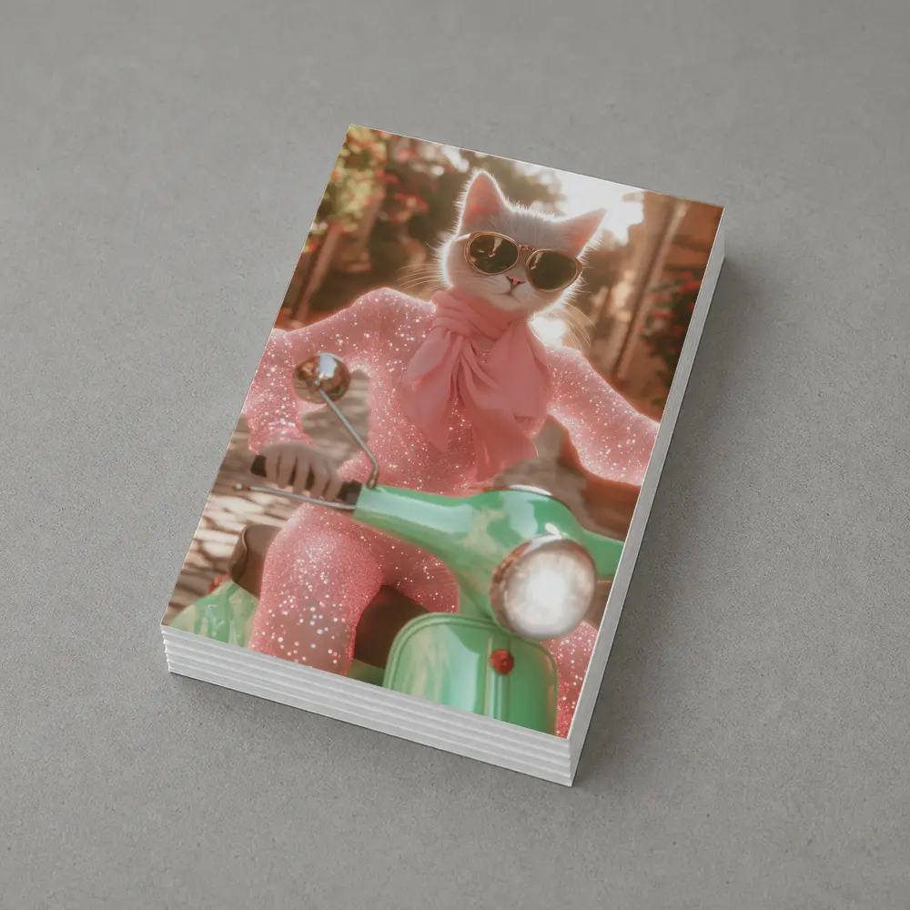 White Cat Sunglasses Pink Glitter Scooter Street – Postcards