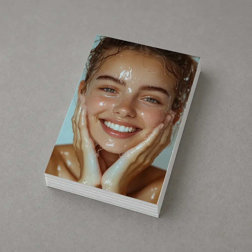 Smiling Woman Washing Face With Water – Postcards