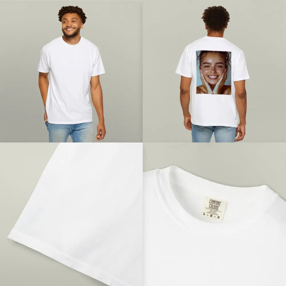 Smiling Woman Washing Face With Water – T-Shirts