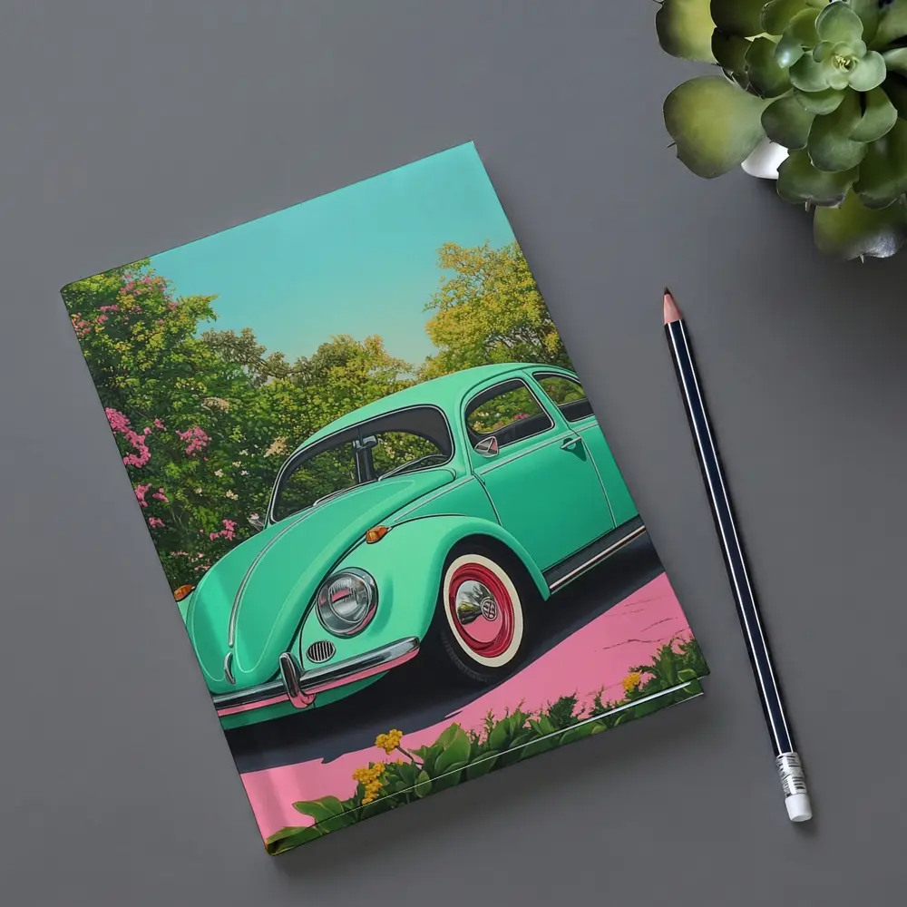 Volkswagen Beetle Mint Green Tropical Garden – Notebooks