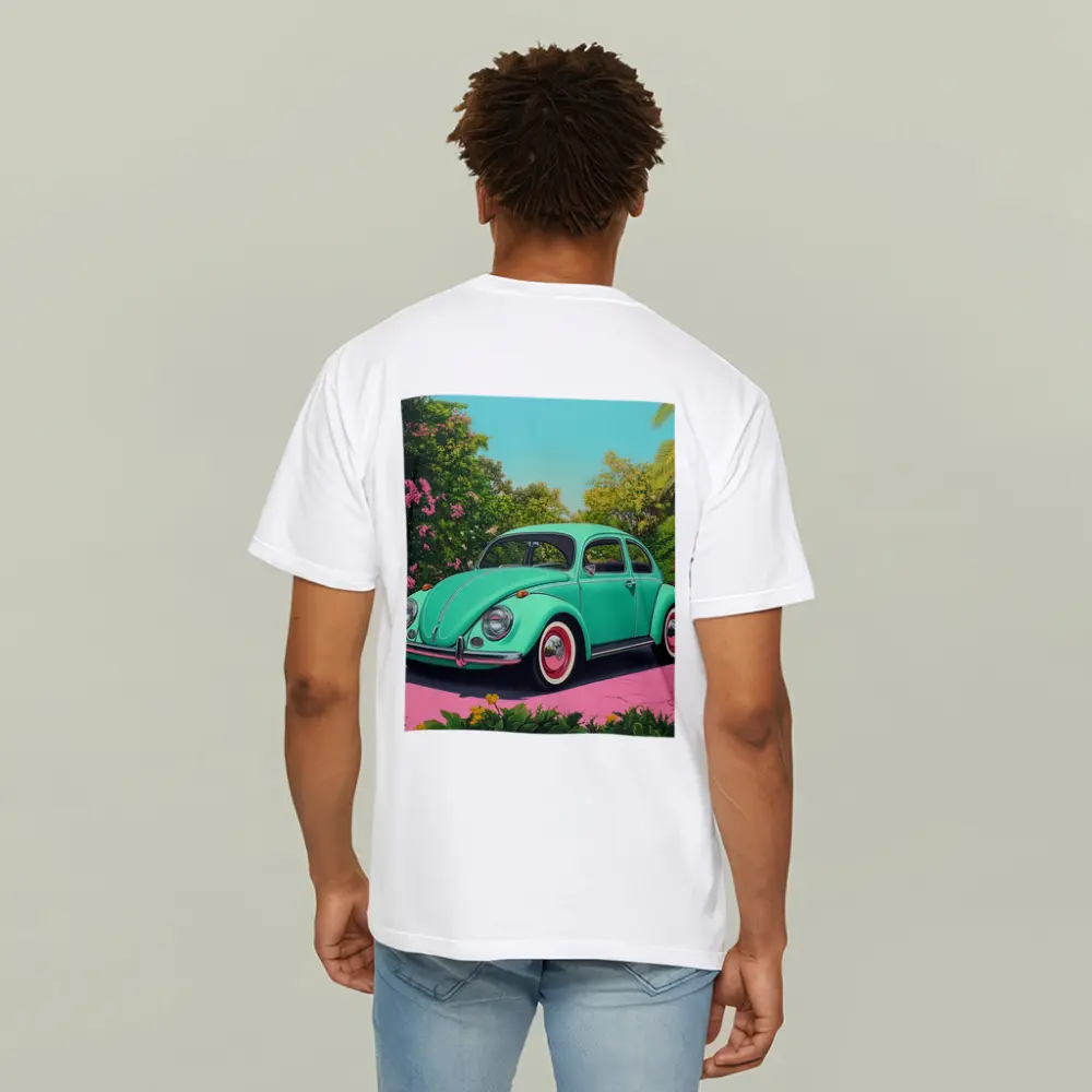 Volkswagen Beetle Mint Green Tropical Garden – T-Shirts