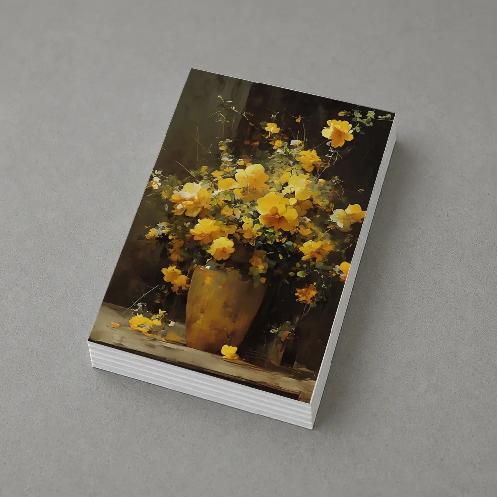 Yellow Roses Bouquet Dark Brown Background – Postcards