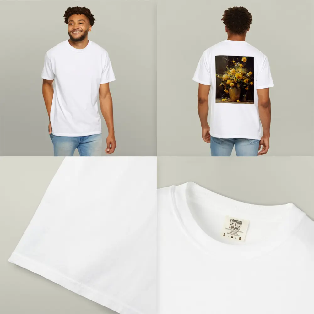 Yellow Roses Bouquet Dark Brown Background – T-Shirts
