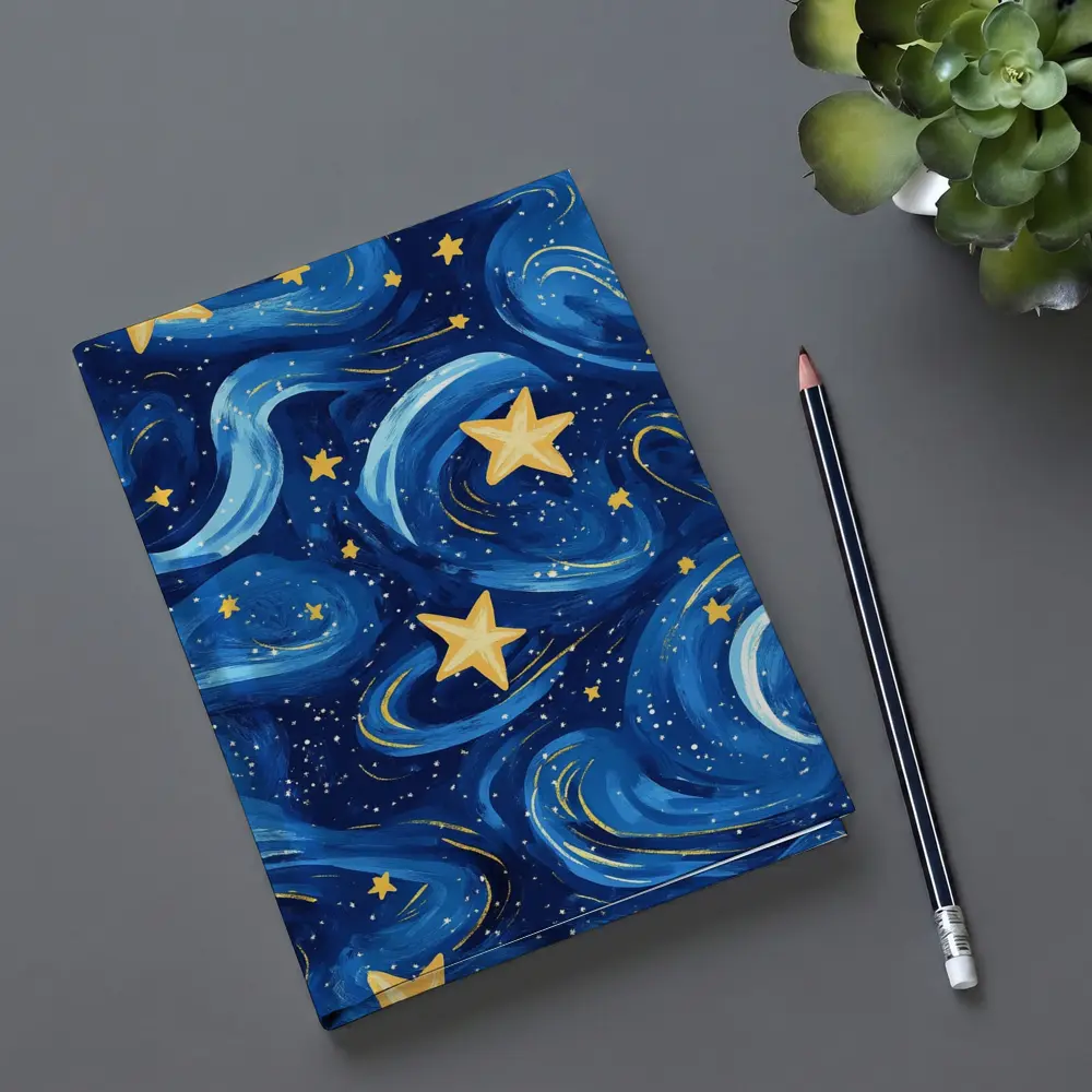 Swirling Night Sky Stars Blue Illustration – Notebooks
