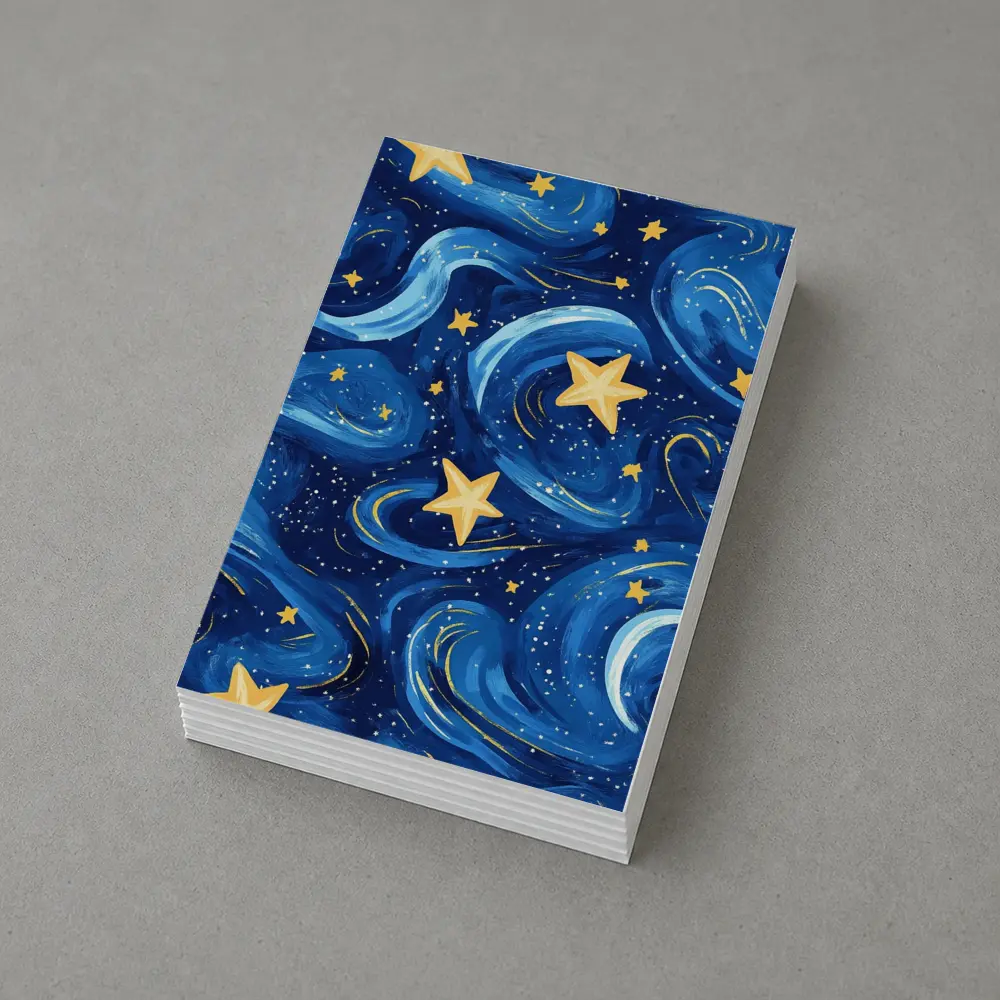 Swirling Night Sky Stars Blue Illustration – Postcards