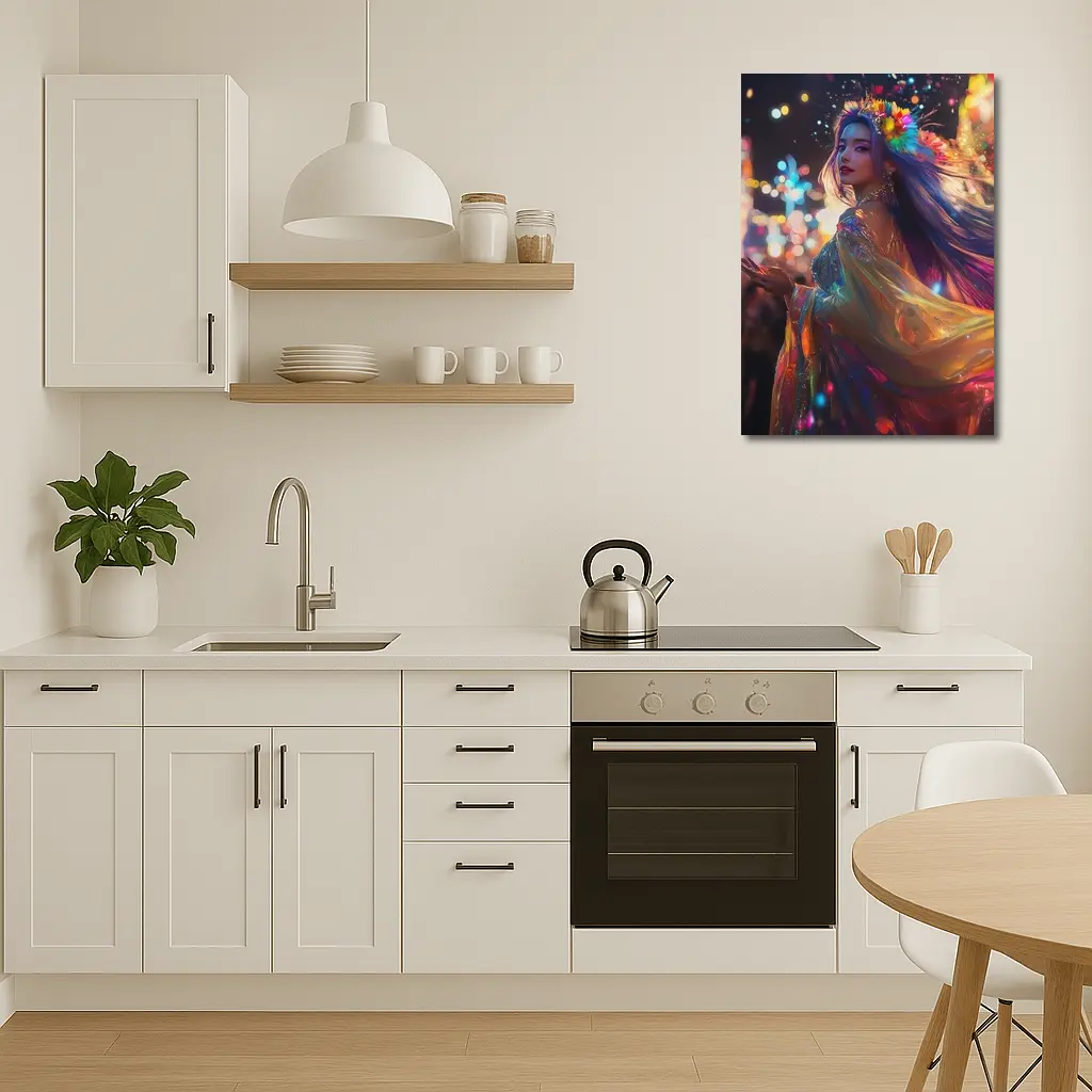 Colorful Woman Neon Lights Night Fantasy – Wall Art