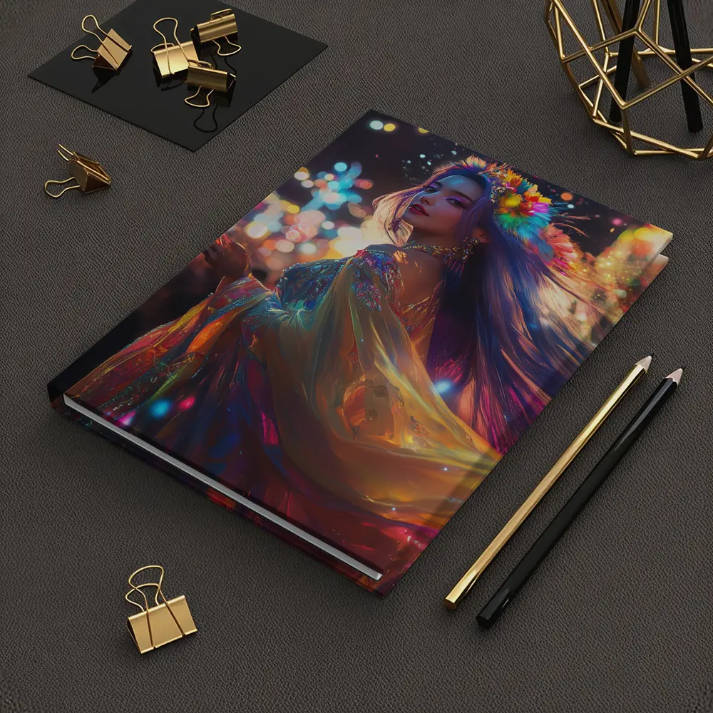 Colorful Woman Neon Lights Night Fantasy – Notebooks