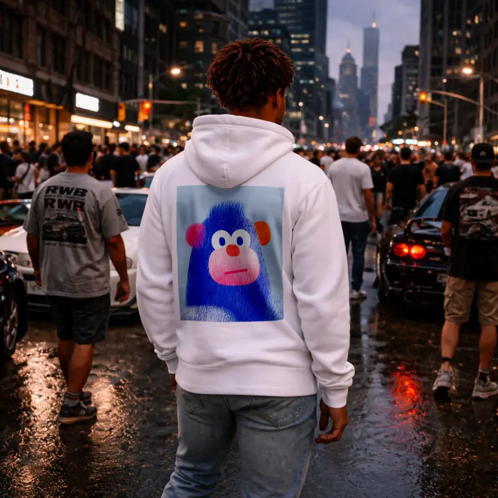 Blue Gorilla Portrait Colorful Cartoon Art – Hoodies