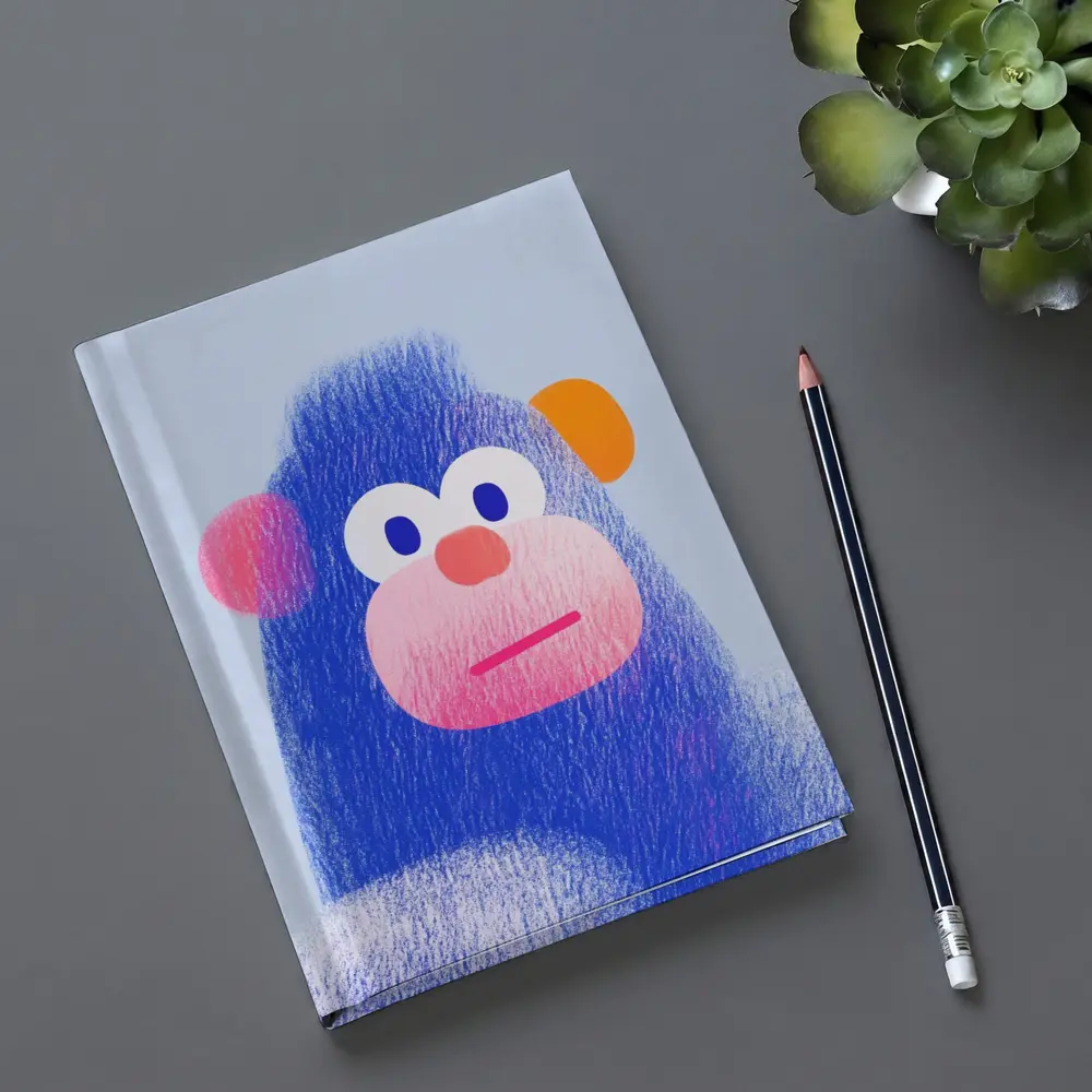Blue Gorilla Portrait Colorful Cartoon Art – Notebooks