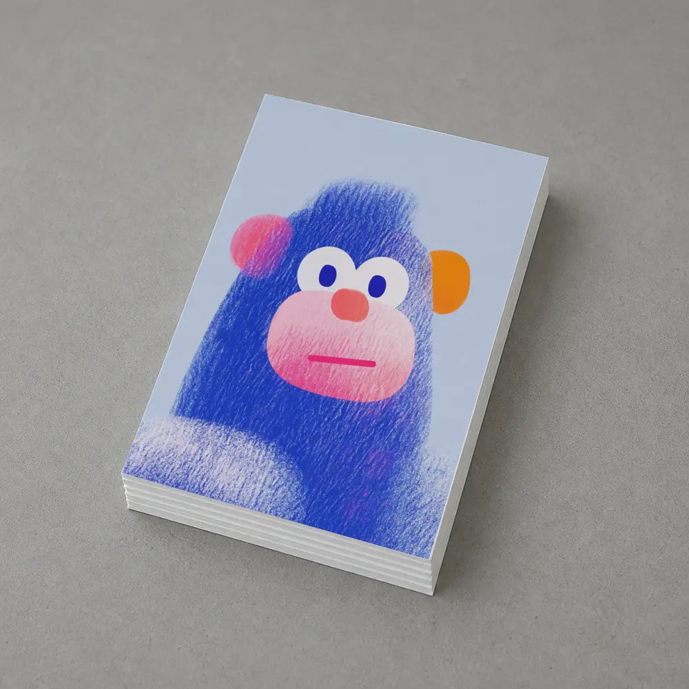 Blue Gorilla Portrait Colorful Cartoon Art – Postcards