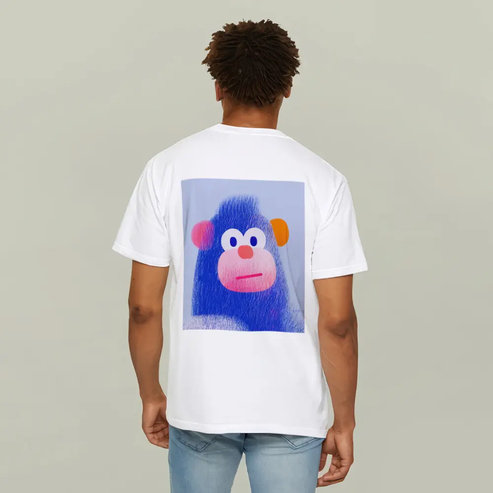 Blue Gorilla Portrait Colorful Cartoon Art – T-Shirts