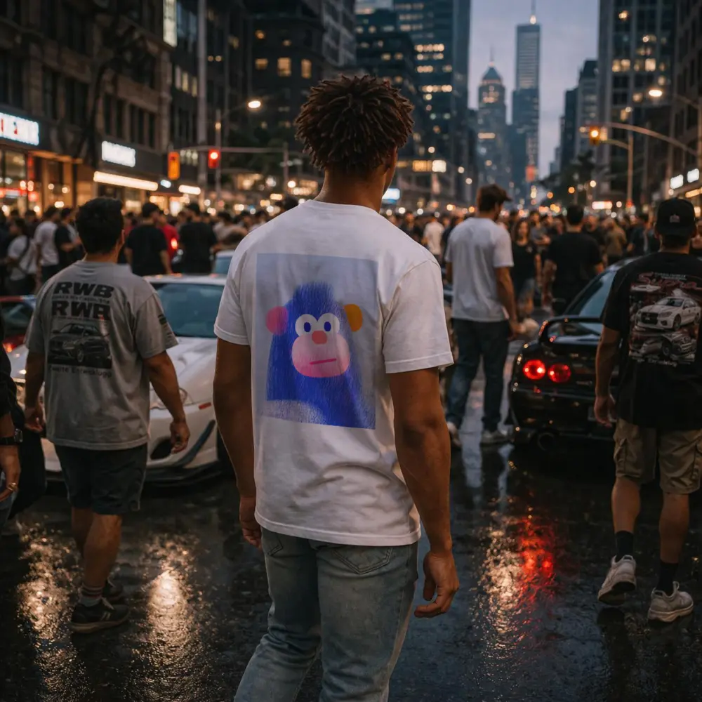 Blue Gorilla Portrait Colorful Cartoon Art – T-Shirts