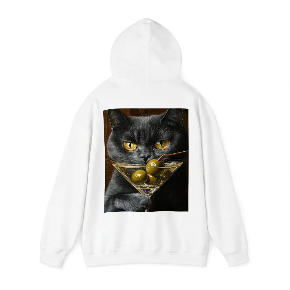 Gray Cat Holding Martini Glass With Olives – Hoodies