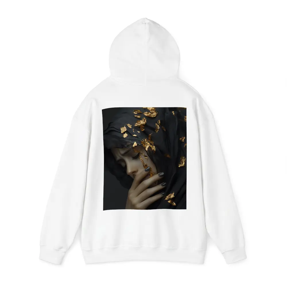 Woman Black Veil Gold Leaf Dark Portrait – Hoodies