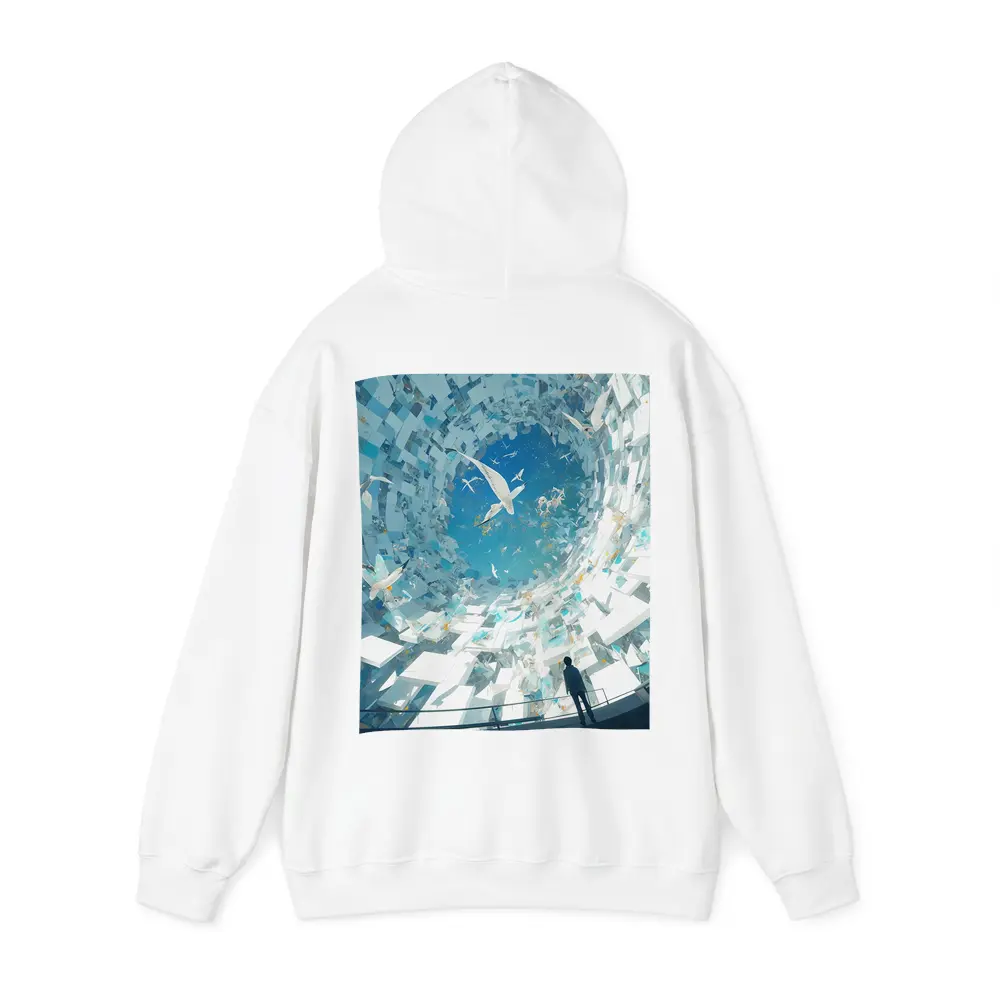 Man Standing Inside Swirling Birds Vortex – Hoodies