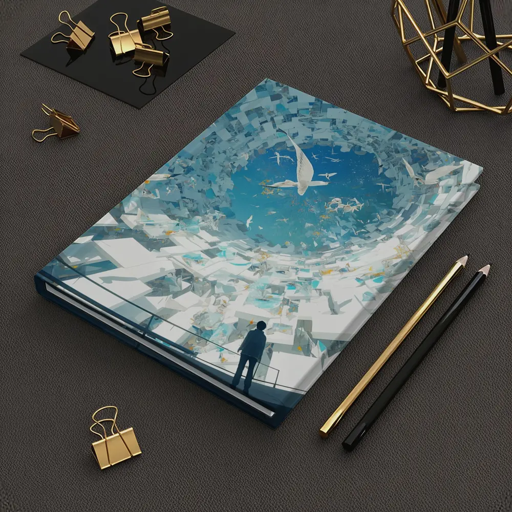 Man Standing Inside Swirling Birds Vortex – Notebooks