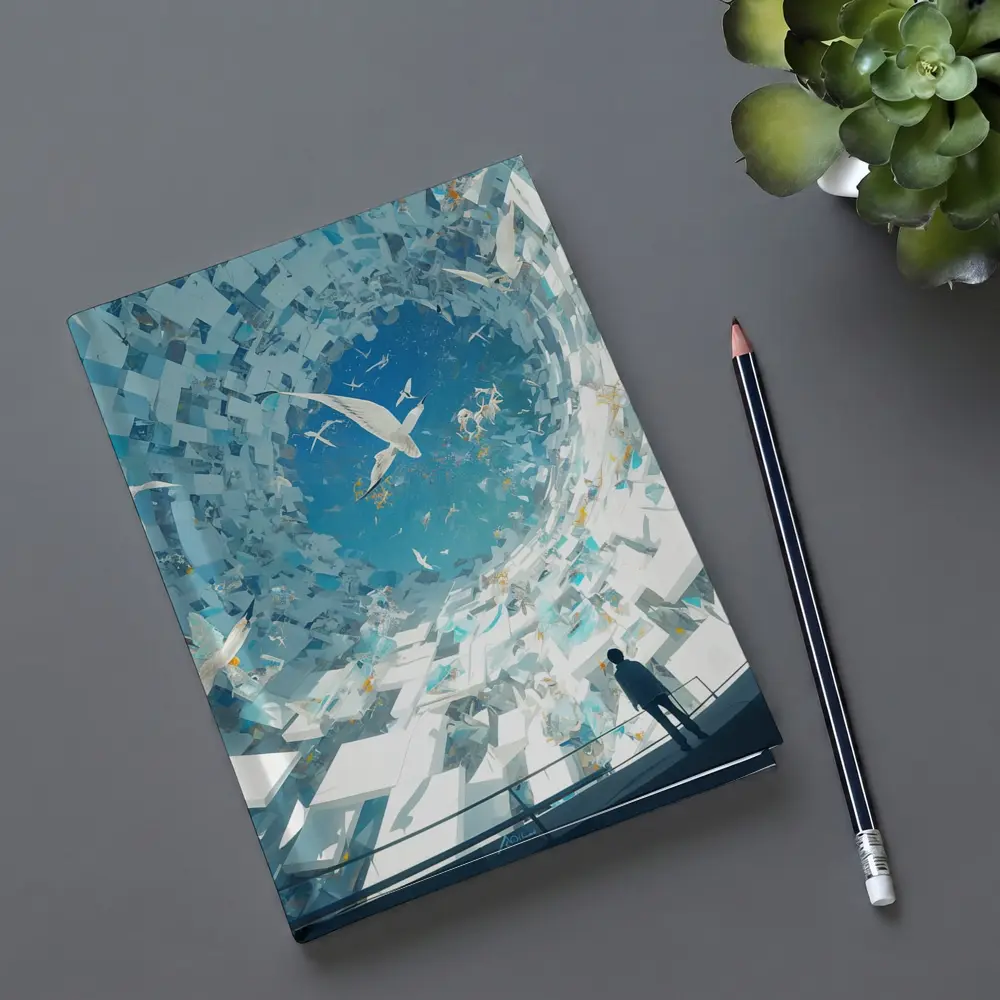 Man Standing Inside Swirling Birds Vortex – Notebooks