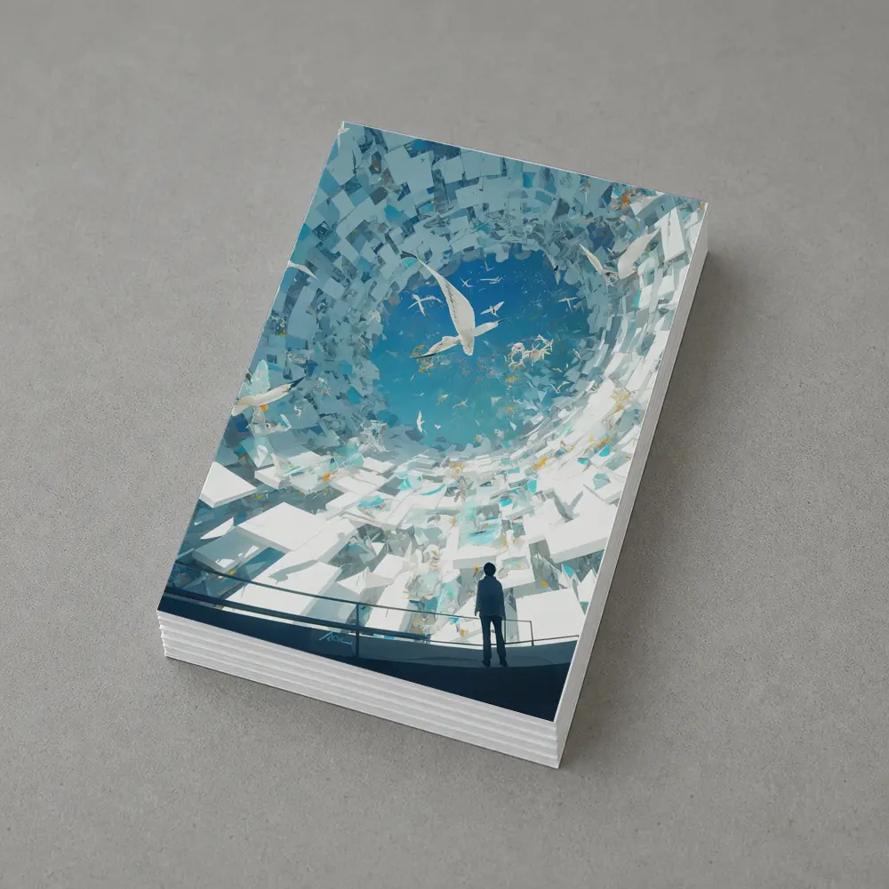 Man Standing Inside Swirling Birds Vortex – Postcards
